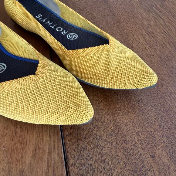 Rothy’s Womens Yellow Marigold Pointed Toe Slip On Knit Ballet Flats Sz 8 - Picture 6 of 15